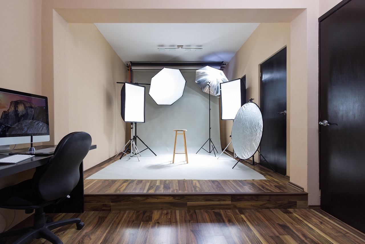 Montaje de estudio con softbox como fuente principal